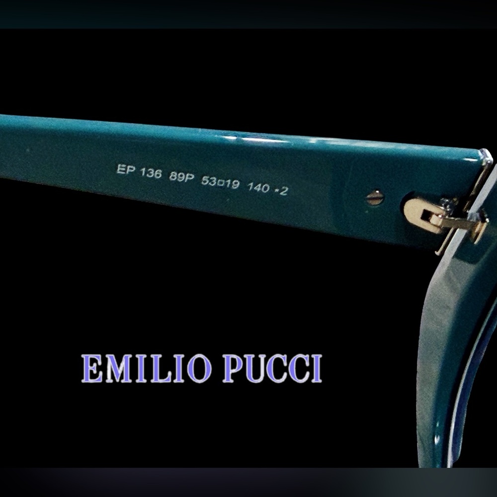 Emilio Pucci Multicolor Patterned Round Sunglasses w Teal Temples new with case! - Picture 8 of 9